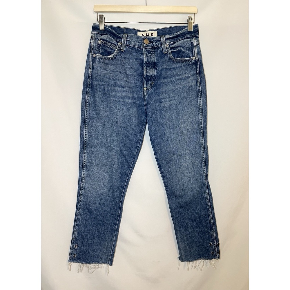 AMO Women's Straight Leg Jeans in Medium Blue Wash